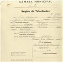 Registo de velocípede de marca Nacional, com o nº 1301, em nome de Luís Camarão, morador em Chilreira.