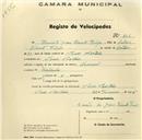Registo de velocípede de marca Nacional, com o nº 226, em nome de Ernesto Jesus Vicente Filipe, morador em Mem Martins.