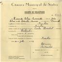 Registo de velocípede de marca Cycles Pombal, com o nº 5906, em nome de Ricardo Elias Miranda, morador em Sintra.