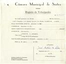 Registo de velocípede de marca Ilo, com o nº 8895, em nome de José António da Silva, morador em Azenhas do Mar.