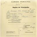 Registo de velocípede com o nº 1317, em nome de Joaquim Pedro, morador em Cabriz.