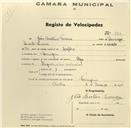 Registo de velocípede de marca Olga, com o nº 980, em nome de João Martins Ferreira, morador em Terrugem.