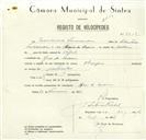 Registo de velocípede de marca Olimpique, com o nº 8606, em nome de Maximino Fernandes, morador em Rio de Mouro.