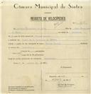 Registo de velocípede de marca Pombal, com o nº 8180, em nome de António Francisco da Silva, morador em Casal de S. Martinho, Sintra.