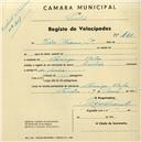 Registo de velocípede com o nº 1847, em nome de Vítor Franco, morador em Carenque.