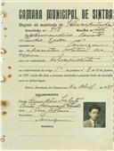 Registo de matricula de velocipedista em nome de Armandino Renato Santos Costa, morador na Terrugem, com o nº de inscrição 958.