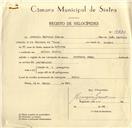 Registo de velocípede de marca Prefecta Demm, com o nº 9830, em nome de António Martins Branco, morador em Belas.