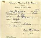 Registo de velocípede de marca Famel, com o nº 9902, em nome de Maria Neto de Oliveira, moradora em Pero Pinheiro.