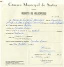 Registo de velocípede de marca Cuciolo, com o nº 8358, em nome de Jaime da Conceição Marinheiro, morador em Agualva.