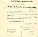 Registo de um veiculo de duas rodas tirado por um animal de espécie cavalar destinado a transporte de mercadorias em nome de António José de Carvalho, morador em Belas.