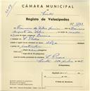 Registo de velocípede de marca Olga, com o nº 3772, em nome de Francisco da Silva Júnior, morador em S. Pedro de Sintra.