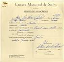 Registo de velocípede de marca Famel com motor, com o nº 9750, em nome de José Guilherme Pombal, morador em Sintra.