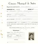 Registo de matricula de carroceiro em nome de Amélia Maria Rodrigues, moradora em Albarraque, com o nº de inscrição 1925.