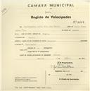 Registo de velocípede de marca Champion, com o nº 2664, em nome de Guilhermina Júlia Raio dos Santos, moradora em Sintra.