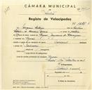 Registo de velocípede de marca Nacional, com o nº 3255A, em nome de Joaquim António, morador em Negrais.