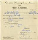Registo de velocípede de marca Atlantic, com o nº 7004, em nome de Mário Barata da Silva, morador em Queluz.