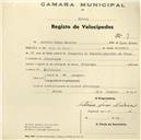 Registo de velocípede de marca Olympique, com o nº 7, em nome de António Nunes Madeira, morador em Albarraque.