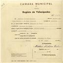 Registo de velocípede de marca Cycles Pombal, com o nº 3060, em nome de Adelino Antunes Caetano, morador em Almargem do Bispo.