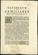 Regimento dos familiares de Santo Ofício.