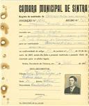 Registo de matricula de carroceiro 2 ou mais animais em nome de Joaquim Duarte Pimpão, morador em Santa Susana, com o nº de inscrição 1844.