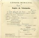 Registo de velocípede de marca Nacional, com o nº 3330, em nome de Pedro Augusto das Neves, morador em Massamá.
