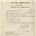 Registo de velocípede de marca Vilar com motor Cuciolo, com o nº 5465, em nome de Narciso Lopes Dinis, morador em Calçada da Penalva, Sintra.