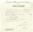 Registo de velocípede de marca Bartolomeu, com o nº 8558, em nome de José Cardoso, morador em Francos.