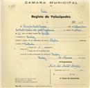 Registo de velocípede de marca Aprilia, com o nº 188, em nome de Luís dos Santos Correia, morador em Queluz.