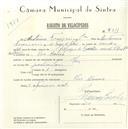 Registo de velocípede com o nº 5611, em nome de António Francisco Júnior, morador em Rio de Mouro.