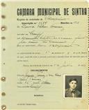 Registo de matricula de velocipedista em nome de David Rilhas Tomás, morador no Mucifal , com o nº de inscrição 1684.
