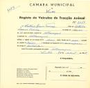 Registo de um veiculo de duas rodas tirado por um animal de espécie muar destinado a transporte de mercadorias em nome de Caetano Inácio Tomás, morador no Albarraque.