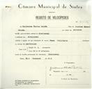 Registo de velocípede de marca Famel, com o nº 8405, em nome de Guilherme Fortes Patrão, morador em Alcolombal.