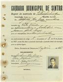 Registo de matricula de velocipedista em nome de Alfredo José Luís [...], morador em Vila Verde, com o nº de inscrição 1082.