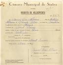 Registo de velocípede de marca Raio, com o nº 7913, em nome de Manuel Pires Albano, morador em Montelavar.