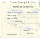 Registo de velocípede com o nº 9224, em nome de António Antunes Ferreira, morador em Queluz.