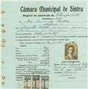 Registo de matricula de velocipedista em nome de José Fernandes Ventura, morador em Nafarros, com o nº de inscrição 402.