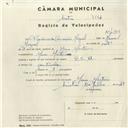 Registo de velocípede de marca B.S.A., com o nº 4308, em nome de Florêncio da Conceição Miguel, morador em Mem Martins.