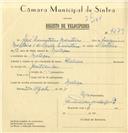 Registo de velocípede de marca Helios, com o nº 7279, em nome de José Quintino Monteiro, morador em Meleças.
