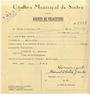 Registo de velocípede com o nº 6428, em nome de Tomás & Gaiolas, Lda, morador em Albarraque.
