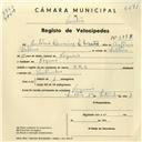 Registo de velocípede de marca C.R.S.., com o nº 3878, em nome de António Caneira Silveira, morador em Negrais.