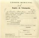 Registo de velocípede com o nº 3418, em nome de Clementina Adrião Vieira, moradora em Pero Pinheiro.