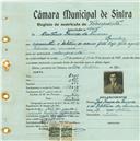 Registo de matricula de velocipedista em nome de António Pereira da Fonseca, morador em Queluz, com o nº de inscrição 446.