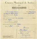 Registo de velocípede com o nº 7006, em nome de Francisco Viegas Carreira, morador em Queluz.