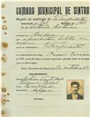Registo de matricula de velocipedista em nome de António Estêvão, morador na Assafora, com o nº de inscrição 902.