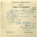 Registo de velocípede com o nº 2696, em nome de Raquel Maria Van Zeller, moradora em Pexilgais.