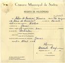 Registo de velocípede de marca Raio, com o nº 10009, em nome de António da Conceição Ferreira, morador em Janas.