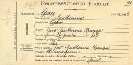 Recenseamento escolar de Ivone da Silva, filha de João Pedro da Silva, moradora em Colares.