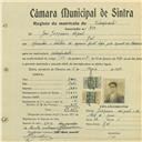 Registo de matricula de velocipedista em nome de José Joaquim Miguel, morador no Ral, com o nº de inscrição 740.