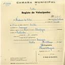 Registo de velocípede de marca Olympique, com o nº 1416, em nome de Frederico da Silva, morador em Carenque.