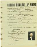 Registo de matricula de velocipedista em nome de António Miguel Claudino, morador em Alfaquiques, com o nº de inscrição 1645.
